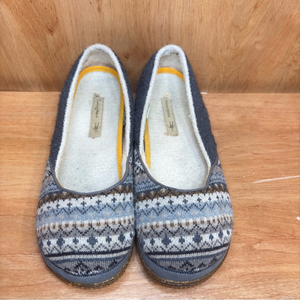 SmartWool Womens 10 Morning Ballet Flats Shoes Outdoor Slippers Gray Wool